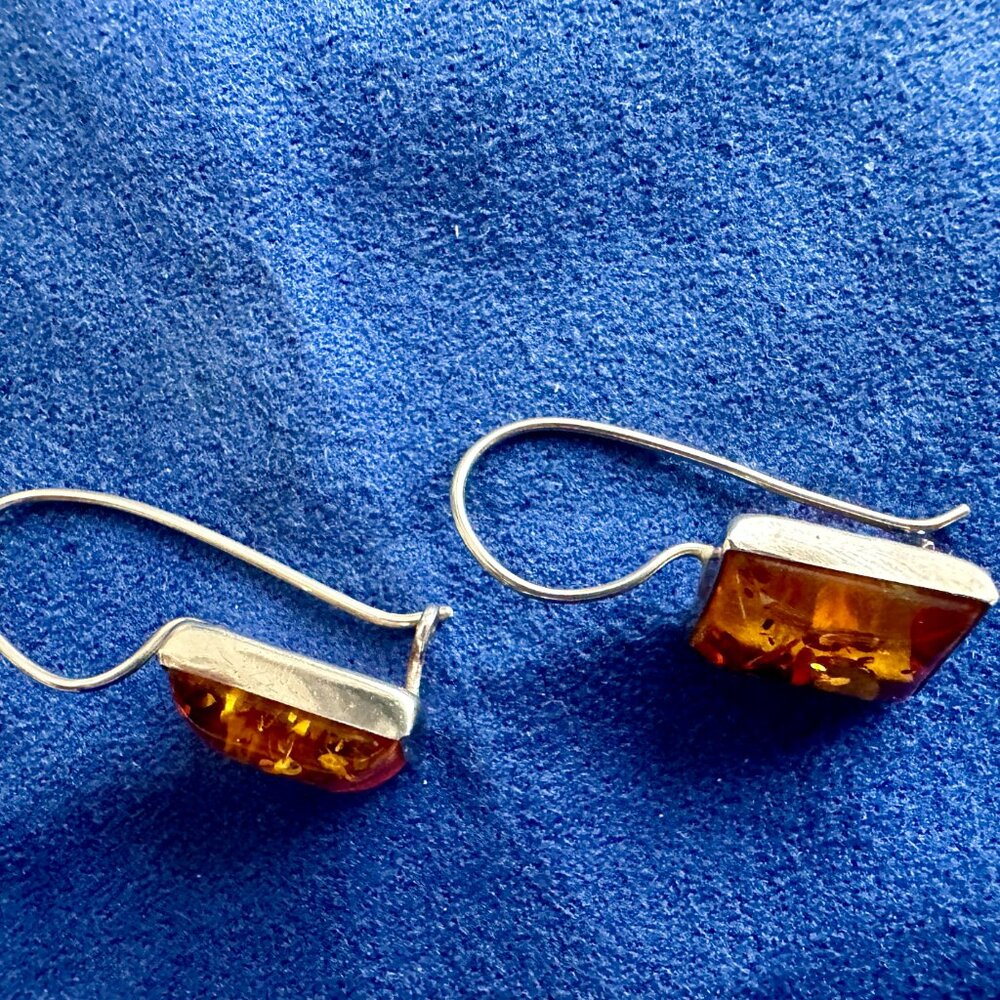 Sterling silver and amber earrings